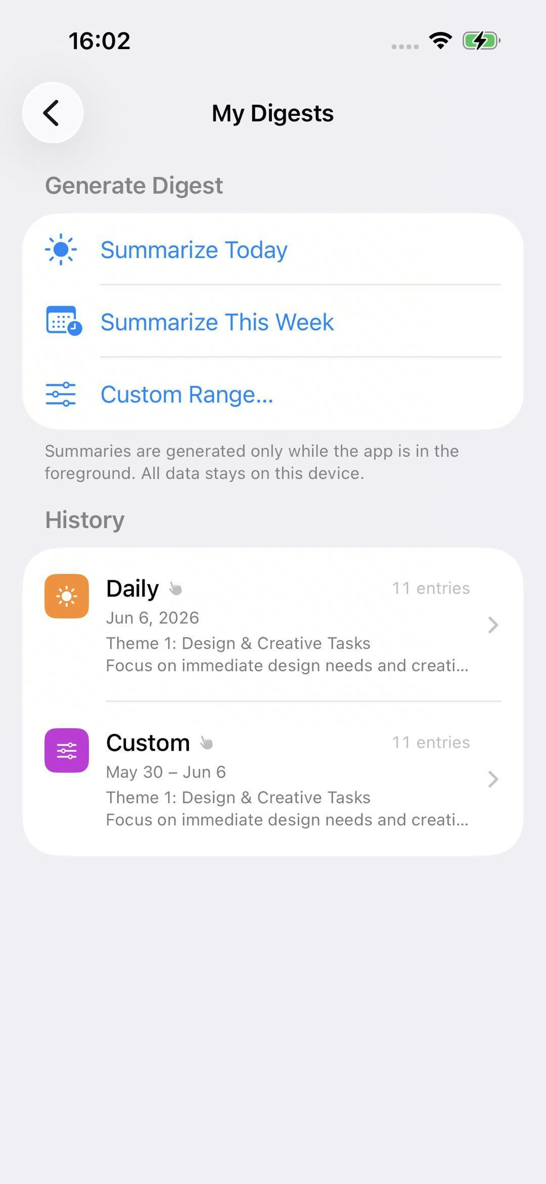 Automatic weekly digest